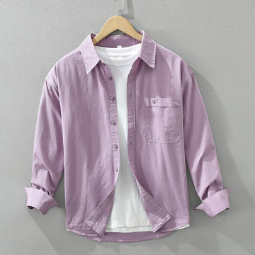 Japanese Style Simple Long Sleeve Shirt Men's New Fashion Casual